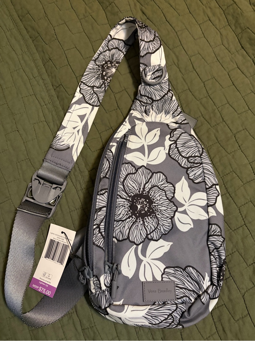 Vera Bradley Lighten up Essential Compact Sling Crossbody in Moon Shadow Meadow